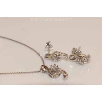 NSA|Treble clef music set Venetian necklace in 925 silver with loop pendant and matching earrings