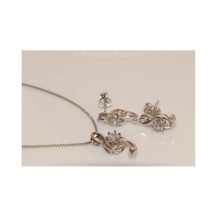 NSA|Treble clef music set Venetian necklace in 925 silver with loop pendant and matching earrings