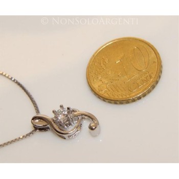 NSA|Treble clef music set Venetian necklace in 925 silver with loop pendant and matching earrings