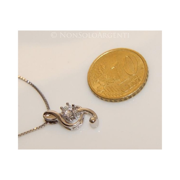 NSA|Treble clef music set Venetian necklace in 925 silver with loop pendant and matching earrings