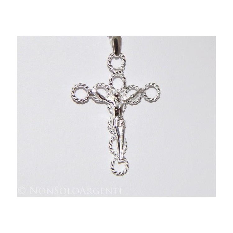 NSA|ARGENTO 925 Ciondolo a croce vari modelli colore chiaro realizzata a mano