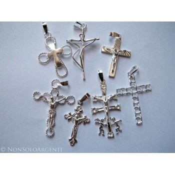 NSA|ARGENTO 925 Ciondolo a croce vari modelli colore chiaro realizzata a mano