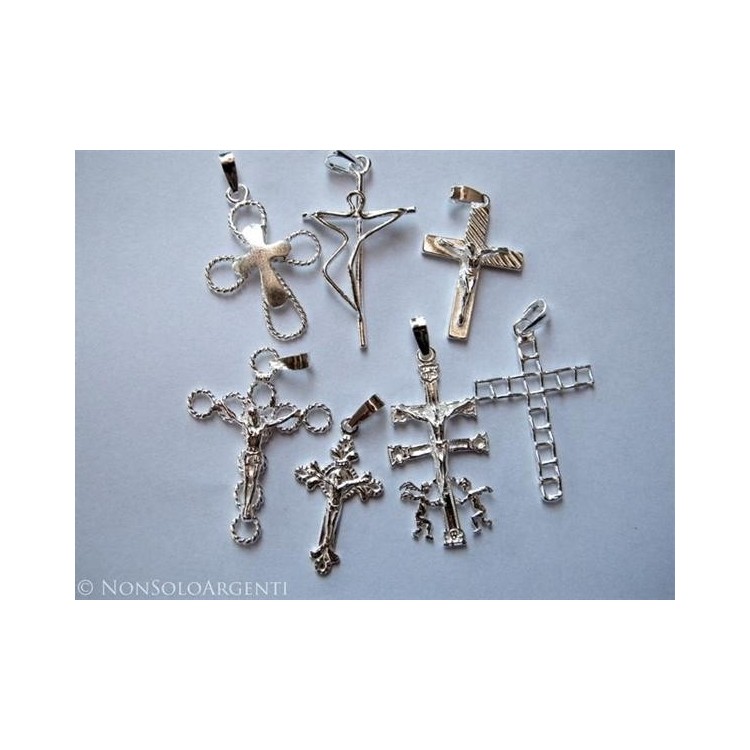 NSA|ARGENTO 925 Ciondolo a croce vari modelli colore chiaro realizzata a mano