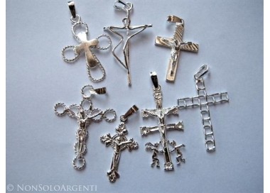 NSA|ARGENTO 925 Ciondolo a croce vari modelli colore chiaro realizzata a mano