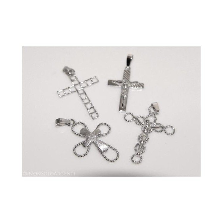 NSA|ARGENTO 925 Ciondolo a croce vari modelli colore rodiato