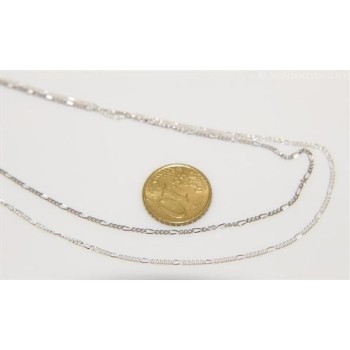 NSA|ARGENTO 925 : catena per ciondoli figaro rodiata o sbiancata varie lunghezze