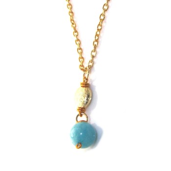 NSA|Alluminio Anallergico laminato oro : Collana , ciondolo con catena, bracciale, orecchini in Quarzo Azzurro