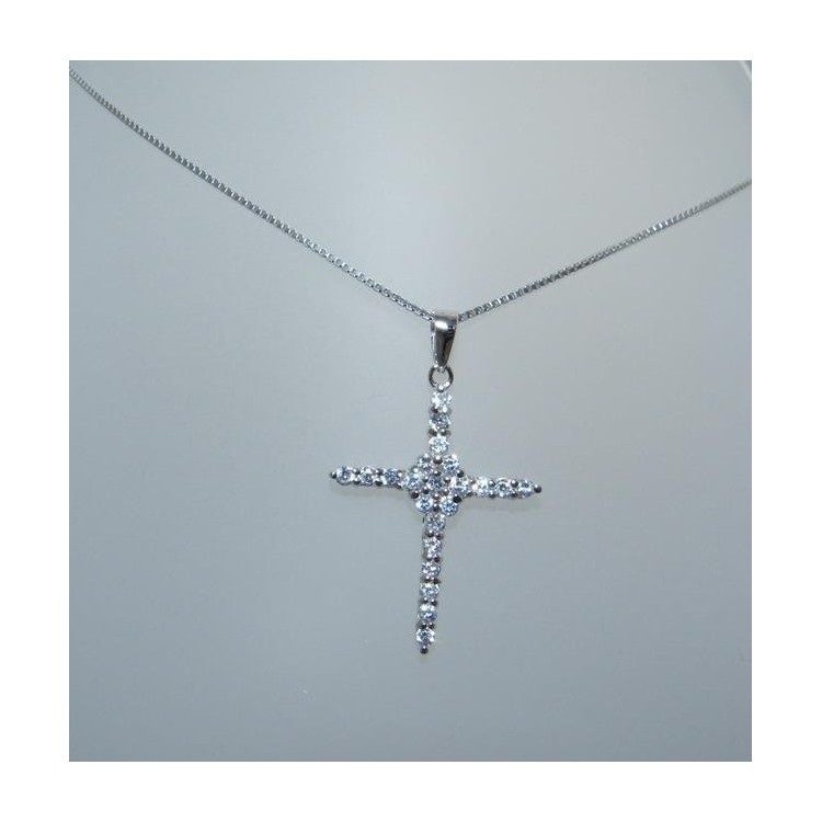 NSA|Argento 925 : Collana con Ciondolo Croce a pavè di zirconia