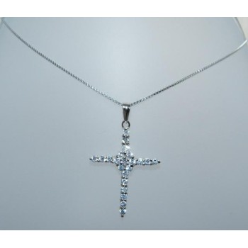 NSA|Argento 925 : Collana con Ciondolo Croce a pavè di zirconia