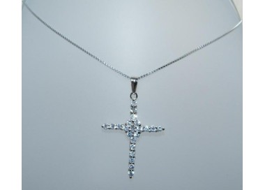 NSA|Argento 925 : Collana con Ciondolo Croce a pavè di zirconia