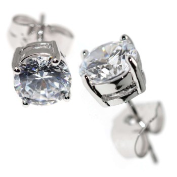 NSA|Rhodium plated brass light point earrings 18kGF large small 4 claws