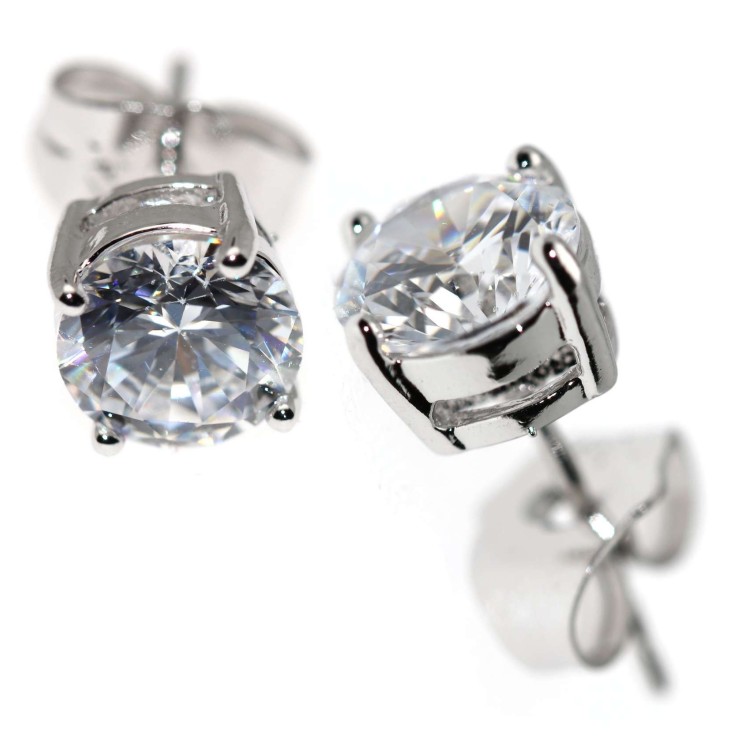 NSA|Rhodium plated brass light point earrings 18kGF large small 4 claws