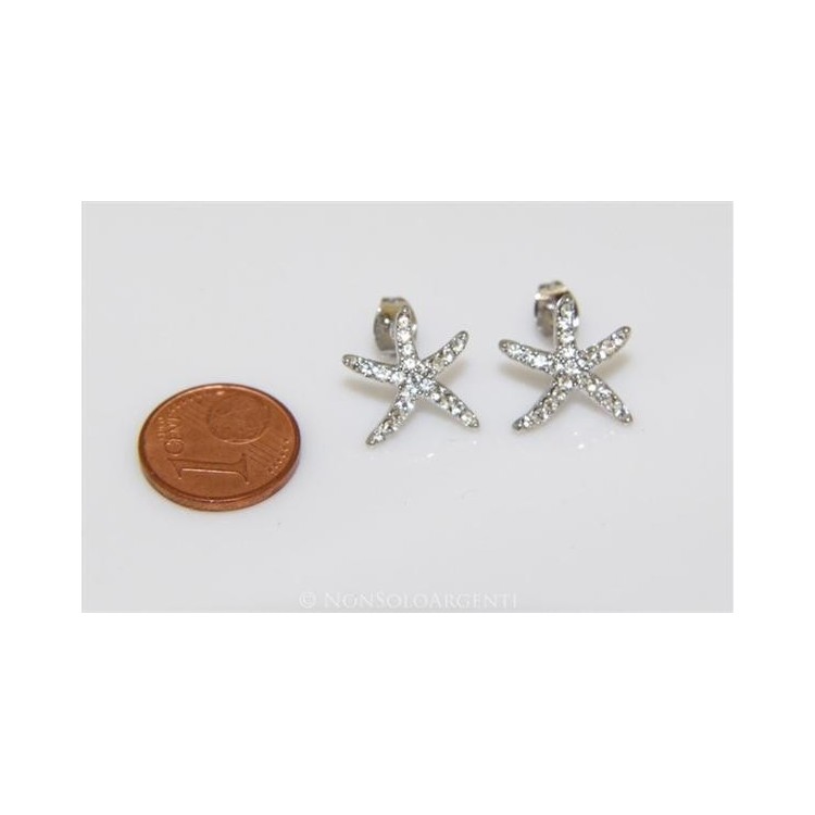 NSA|Orecchini uomo donna punto luce zirconi Stella Marina  Lamin ORO BIANCO 18k Gold PLATED