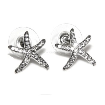 NSA|Orecchini uomo donna punto luce zirconi Stella Marina  Lamin ORO BIANCO 18k Gold PLATED