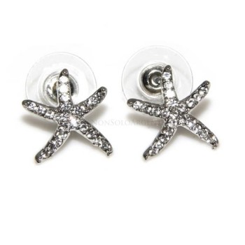 NSA|Orecchini uomo donna punto luce zirconi Stella Marina  Lamin ORO BIANCO 18k Gold PLATED