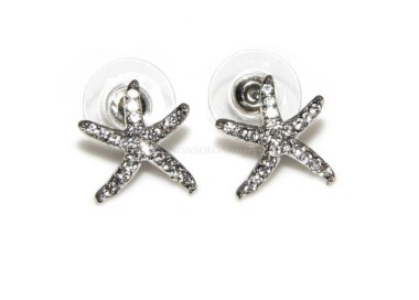 NSA|Orecchini uomo donna punto luce zirconi Stella Marina  Lamin ORO BIANCO 18k Gold PLATED