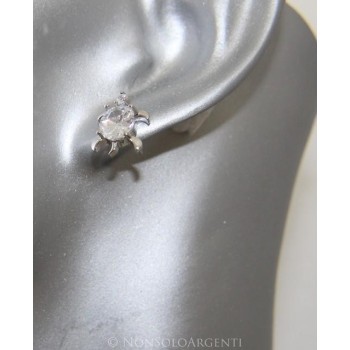 NSA|Orecchini uomo donna punto luce zirconi Tartaruga  Lamin ORO BIANCO 18k Gold PLATED