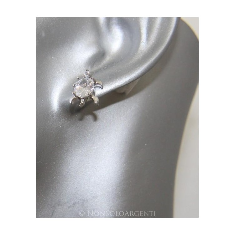 NSA|Orecchini uomo donna punto luce zirconi Tartaruga  Lamin ORO BIANCO 18k Gold PLATED