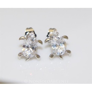 NSA|Orecchini uomo donna punto luce zirconi Tartaruga  Lamin ORO BIANCO 18k Gold PLATED