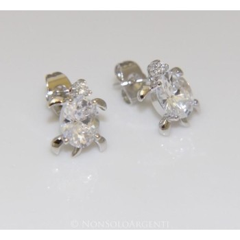 NSA|Orecchini uomo donna punto luce zirconi Tartaruga  Lamin ORO BIANCO 18k Gold PLATED