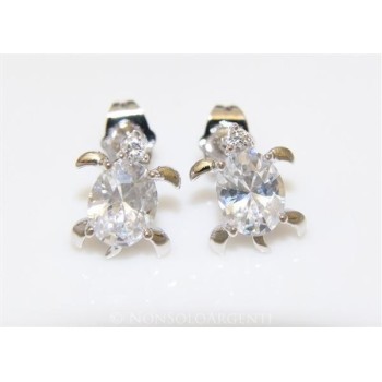 NSA|Orecchini uomo donna punto luce zirconi Tartaruga  Lamin ORO BIANCO 18k Gold PLATED