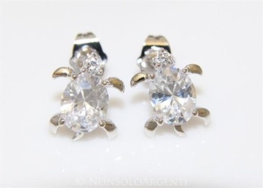 NSA|Orecchini uomo donna punto luce zirconi Tartaruga  Lamin ORO BIANCO 18k Gold PLATED