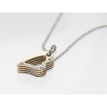 NSA|Layered heart steel necklace bolted chrome and gold for women