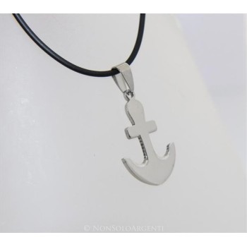 NSA|Acciaio : Collana caucciu uomo donna ciondolo a forma di ancora