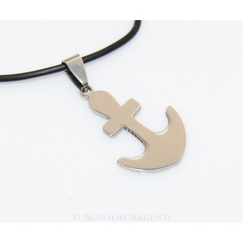 NSA|Acciaio : Collana caucciu uomo donna ciondolo a forma di ancora