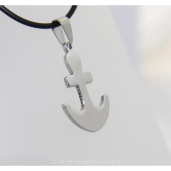 NSA|Acciaio : Collana caucciu uomo donna ciondolo a forma di ancora