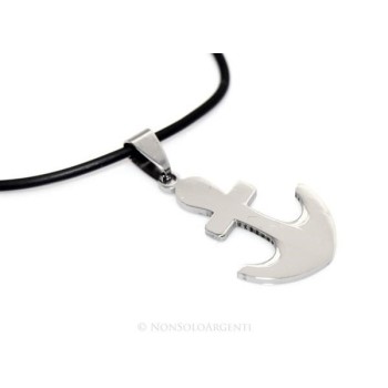 NSA|Acciaio : Collana caucciu uomo donna ciondolo a forma di ancora