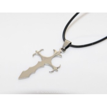 NSA|Collana ciondolo croce ancorata cromata acciaio anallergico