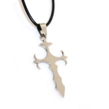 NSA|Collana ciondolo croce ancorata cromata acciaio anallergico