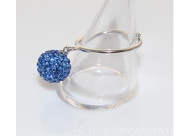 NSA|Argento 925 : Anello regolabile con ciondolo a sfera di zirconi bluette
