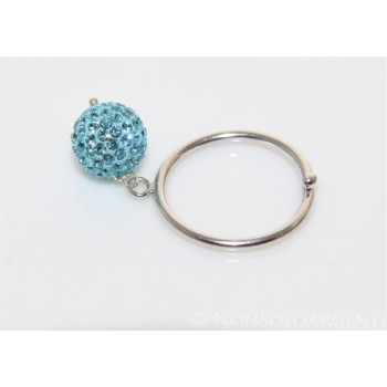 NSA|Argento 925 : Anello regolabile con ciondolo a sfera di zirconi celeste
