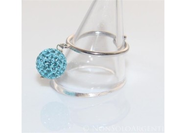 NSA|Argento 925 : Anello regolabile con ciondolo a sfera di zirconi celeste