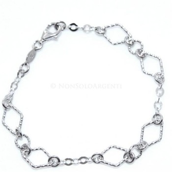NSA|925 silver bracelet rhombuses, circles and diamond rhombuses 18.8 cm