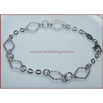 NSA|Argento 925 : Bracciale cerchietti e rombetti diamantati