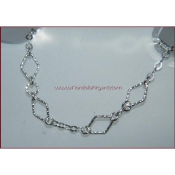 NSA|925 silver bracelet rhombuses, circles and diamond rhombuses 18.8 cm