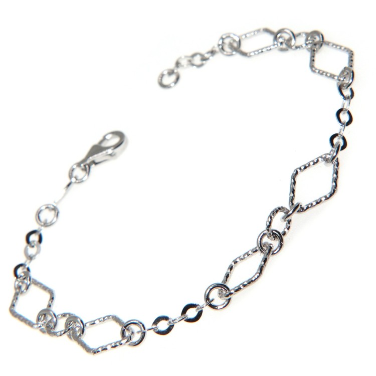 NSA|925 silver bracelet rhombuses, circles and diamond rhombuses 18.8 cm