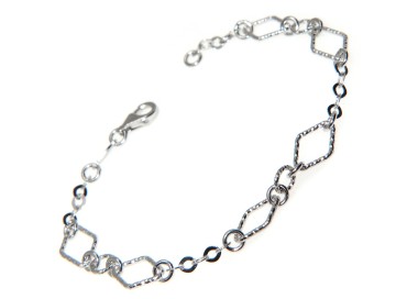 NSA|925 silver bracelet rhombuses, circles and diamond rhombuses 18.8 cm