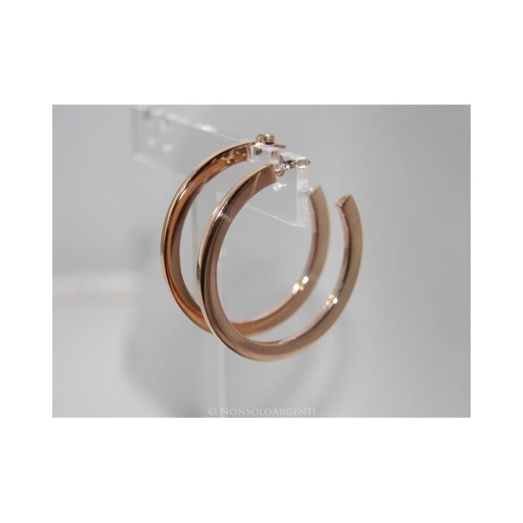 NSA|Orecchini Donna Argento 925 ITALIANO Anelle Cerchi lucidi piatti con perno e farfallina in 3 colori