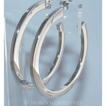 NSA|Orecchini Donna Argento 925 ITALIANO Anelle Cerchi lucidi piatti con perno e farfallina in 3 colori