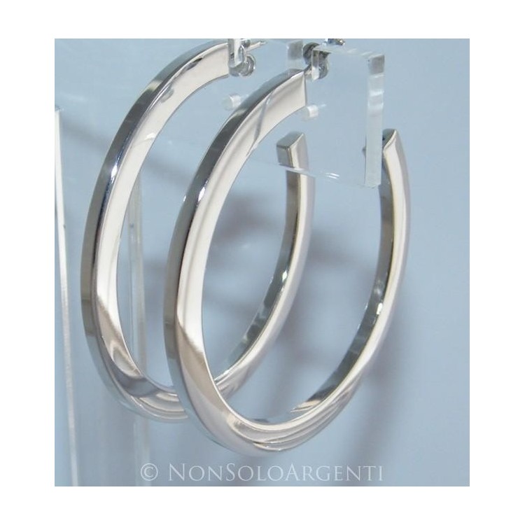 NSA|Orecchini Donna Argento 925 ITALIANO Anelle Cerchi lucidi piatti con perno e farfallina in 3 colori