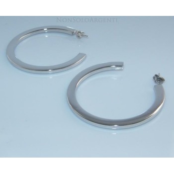NSA|Orecchini Donna Argento 925 ITALIANO Anelle Cerchi lucidi piatti con perno e farfallina