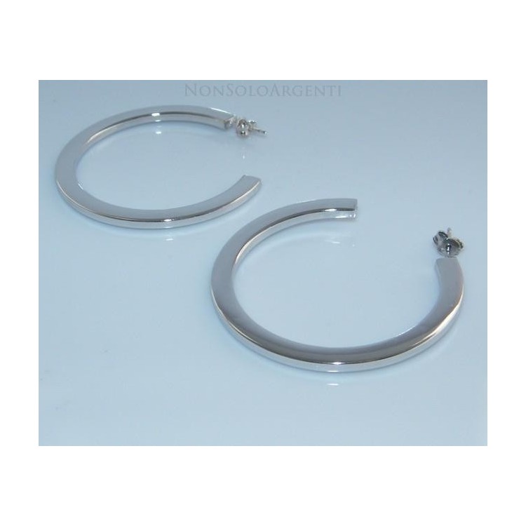 NSA|Orecchini Donna Argento 925 ITALIANO Anelle Cerchi lucidi piatti con perno e farfallina