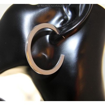 NSA|Orecchini Donna Argento 925 ITALIANO Anelle Cerchi lucidi piatti con perno e farfallina in 3 colori