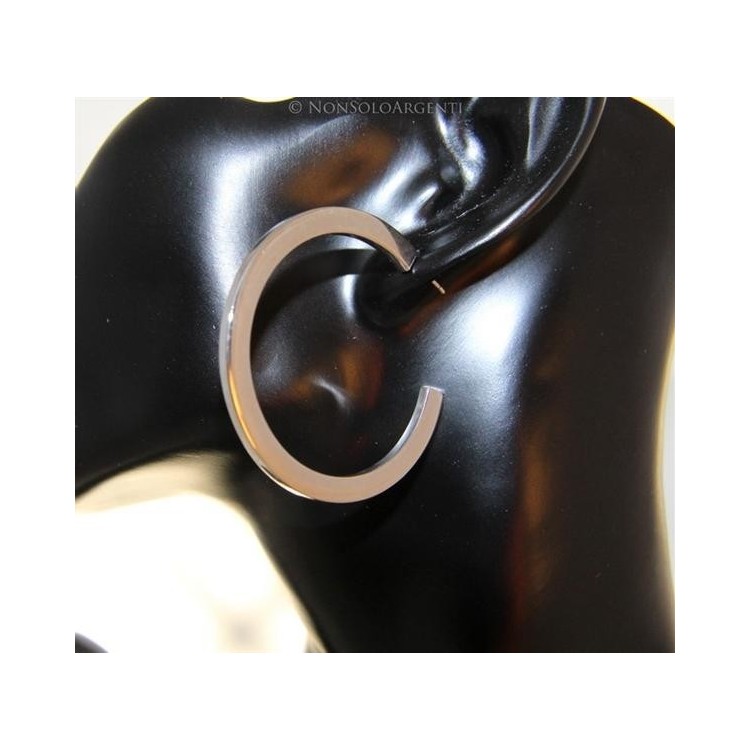 NSA|Orecchini Donna Argento 925 ITALIANO Anelle Cerchi lucidi piatti con perno e farfallina in 3 colori