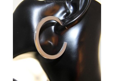 NSA|Orecchini Donna Argento 925 ITALIANO Anelle Cerchi lucidi piatti con perno e farfallina in 3 colori