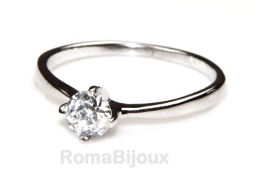 NSA|Silver 925 : Solitaire ring for woman with zircon 5mm brilliant cut 4 jaws